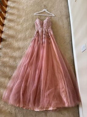 Romantic Spaghetti-Strap Prom Dress with Corset Back in Dusty Rose